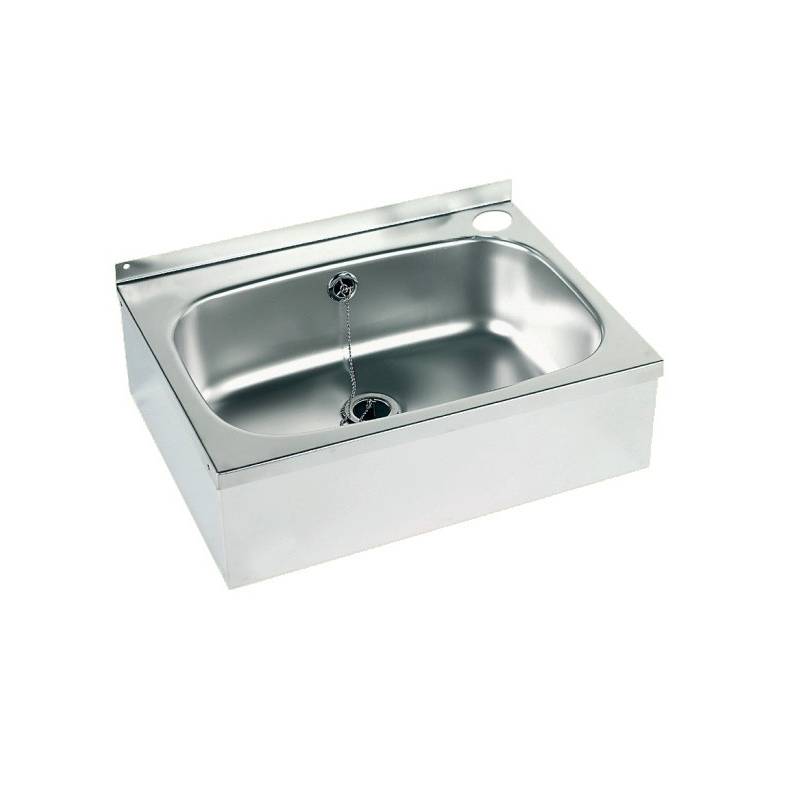 Nofer brand stainless steel wall-mounted washbasin with tap hole and overflow
