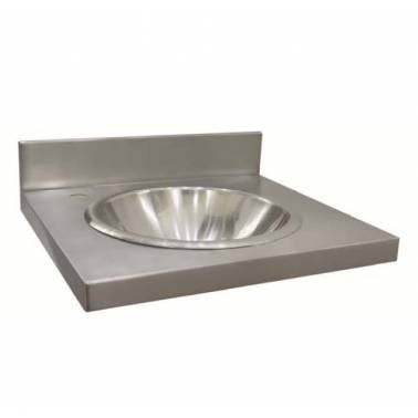 Wall-mounted washbasin made of stainless steel with a splashback and a built-in sink, Nofer brand. Reference 13071.1.S