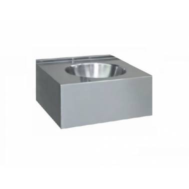 Lavabo sospeso con grembiule e vasca integrata in acciaio inox, marca Nofer. Riferimento 13080.1.S