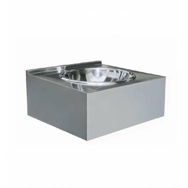 Lavabo sospeso con grembiule e vasca da appoggio in acciaio inox, marca Nofer. Riferimento 13081.1.S