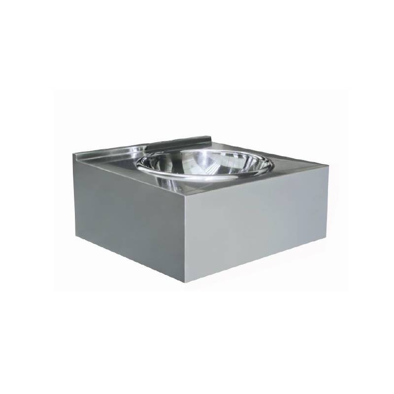 Lavatório suspenso com base e cuba suspensa em aço inoxidável, marca Nofer. Referência 13081.1.S