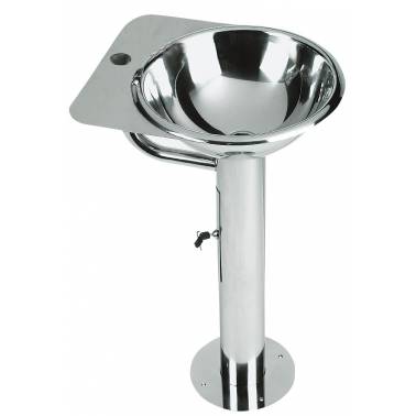 Pedestal washbasin made of polished stainless steel, Nofer brand