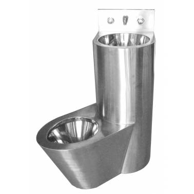 Conjunto de inodoro y lavamanos en acero inoxidable AISI 304 satinado Nofer. Referencia 13123.L