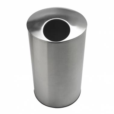 Pattumiera rotonda in acciaio inox con coperchio, marca Nofer. Riferimento 14071.80.S