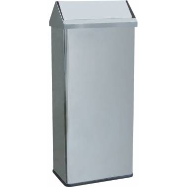 Waste bin with swing-top lid made of stainless steel, Nofer brand. Reference 14075.40.B