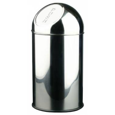 Papelera push fabricada en acero inoxidable acabado brillo marca Nofer. Referencia 14114.10.B