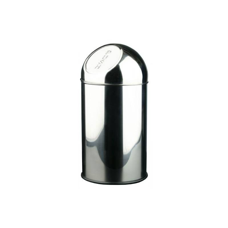 Papelera push fabricada en acero inoxidable acabado brillo marca Nofer. Referencia 14114.10.B