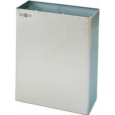 Wall-mounted waste bin without lid made of stainless steel, Nofer brand. Reference 14077.S