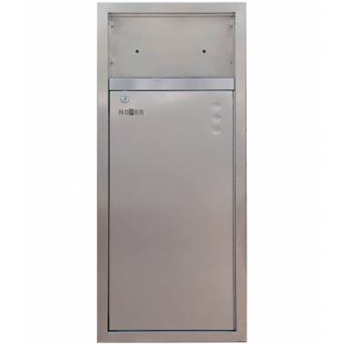 Papelera encastrada de 21 litros de capacidad en acero inoxidable satinado marca Nofer