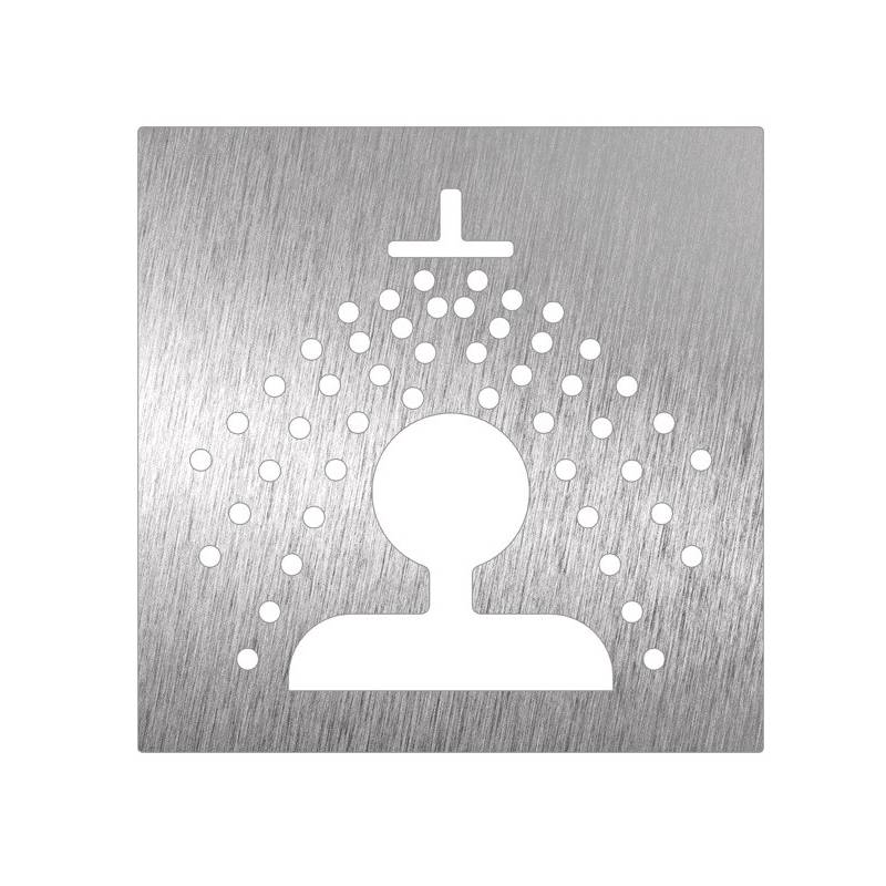 Pictograma de duchas fabricado en acero inoxidable medidas 120x120x175 mm Fricosmos