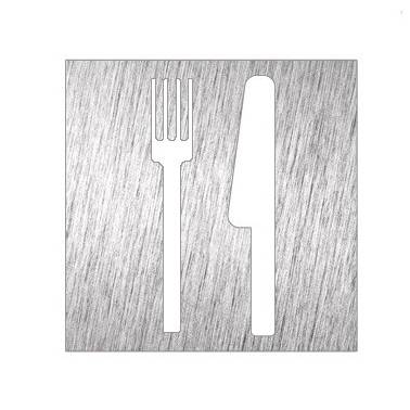 Pictograma de restaurante fabricado en acero inoxidable medidas 120x120x175 mm Fricosmos