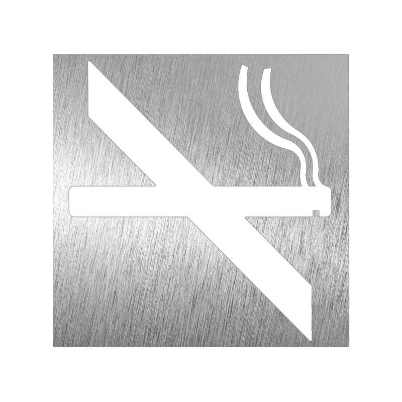 Pictograma de prohibido fumar de acero inoxidable medidas 120x120x175 mm Fricosmos