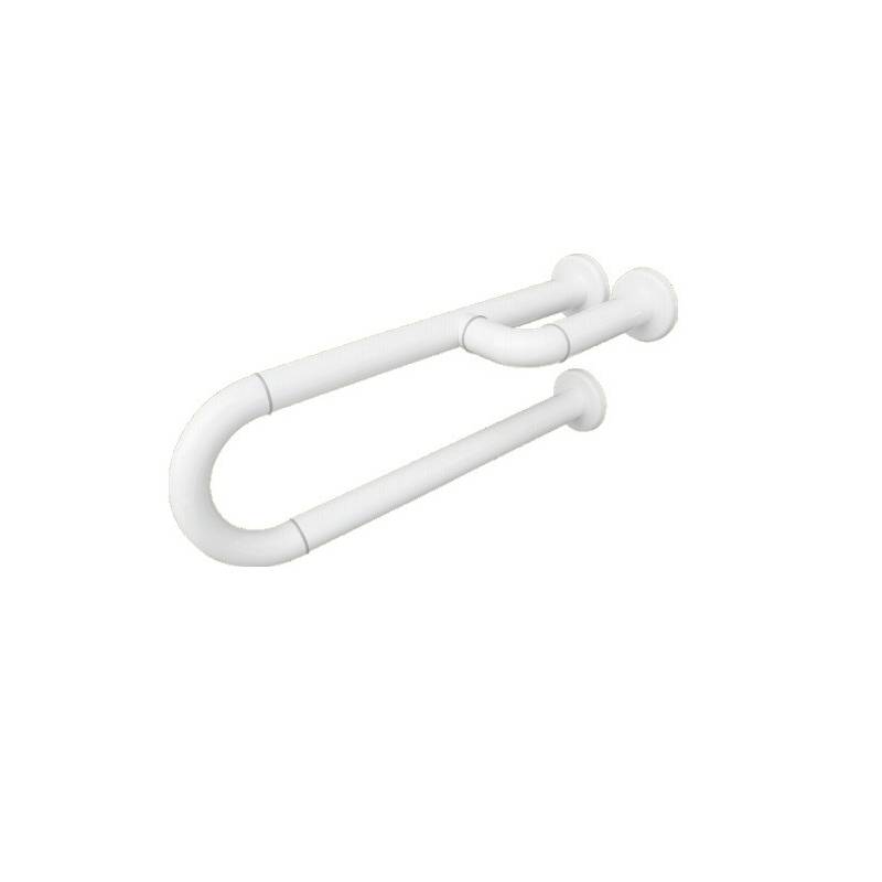 Double handle with three support points in aluminium coated with white Nofer polyamide. Reference 15047.60.N36
