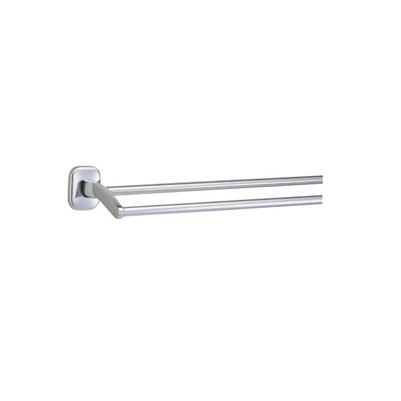 Double towel rack for bathroom made of Zamac gloss finish, Cies series, Nofer brand. Reference 16204.B