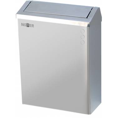 Cestino per rifiuti da parete con coperchio in acciaio inox della ditta Nofer. Riferimento 14078.S