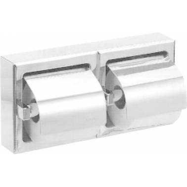 Portarrollos doble con tapa fabricado en acero inoxidable brillo marca Nofer