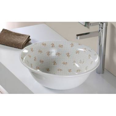 Lavabo redondo con decoración de porcelana natural modelo New Nordic Bathco