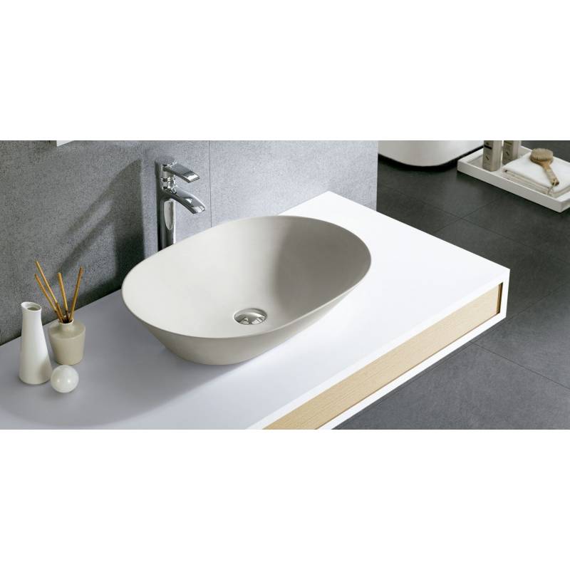 Lavabo sobre encimera acabado crudo con decoración A modelo New Toulouse Bathco