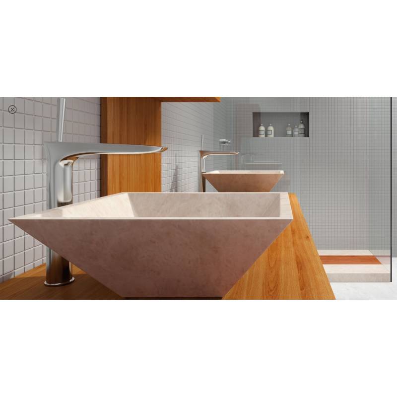 Lavandino da appoggio in pietra beige, modello Sumatra Beige Bathco