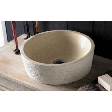 Countertop washbasin made of baige-coloured stone, Dual Bathco model