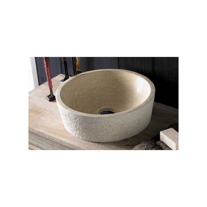 Lavandino da appoggio in pietra color baige, modello Dual Bathco