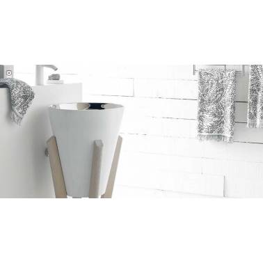 Lavabo sobre encimera de acero brillo blanco modelo Pedraza Bathco