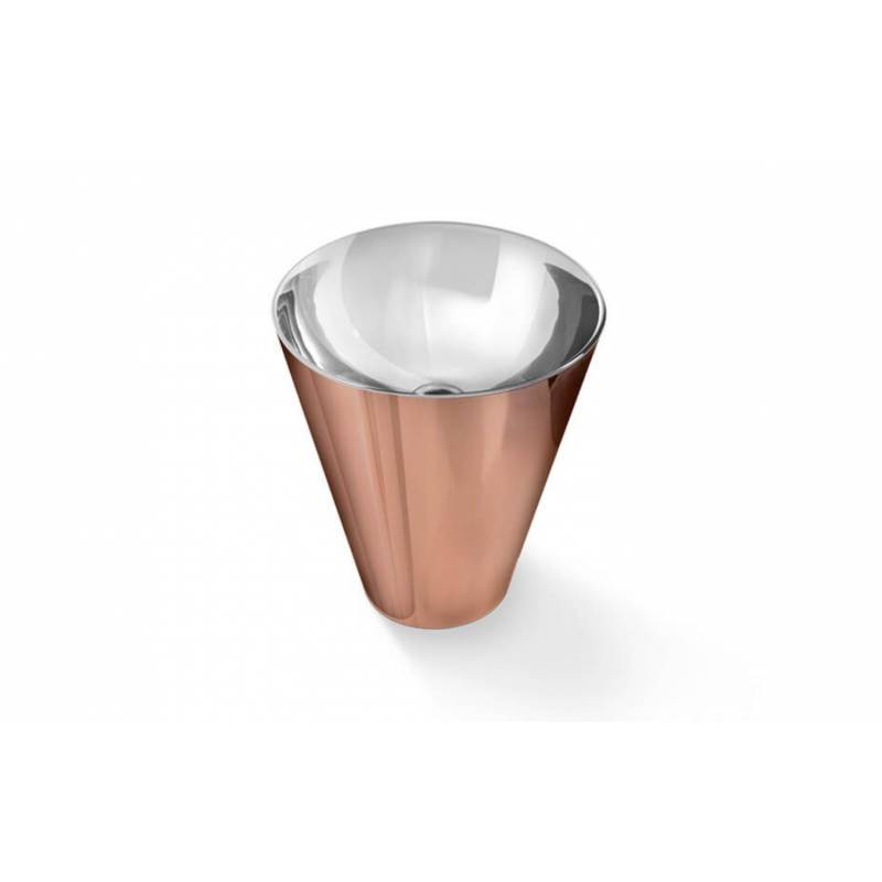 Lavabo sobre encimera de acero brillo rose gold modelo Pedraza Bathco