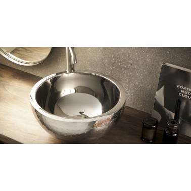 Circular steel washbasin for installation on the countertop, Bejes Bathco model