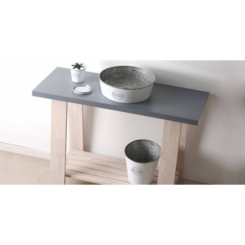 Countertop washbasin with waste bin, valve and soap dish in white