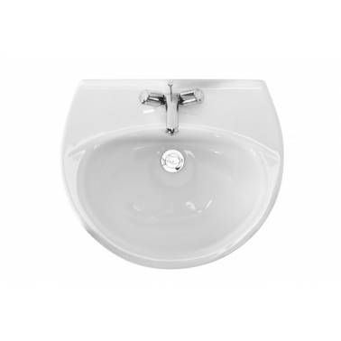 Lavatório de 55 cm com kit de fixação na cor branco ou pergamon Benissa, marca Unisan