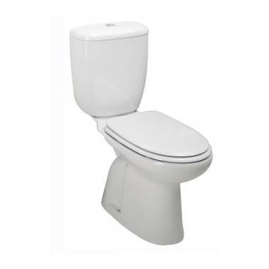 Toilette mit niedrigem Spülkasten ohne V mit Befestigungssatz in Weiß oder Pergamonfarbe, Modell Benissa, Marke Unisan