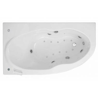 White whirlpool bathtub with 160x90 mm Top system, Duna model, right or left, Unisan brand. Reference 842101