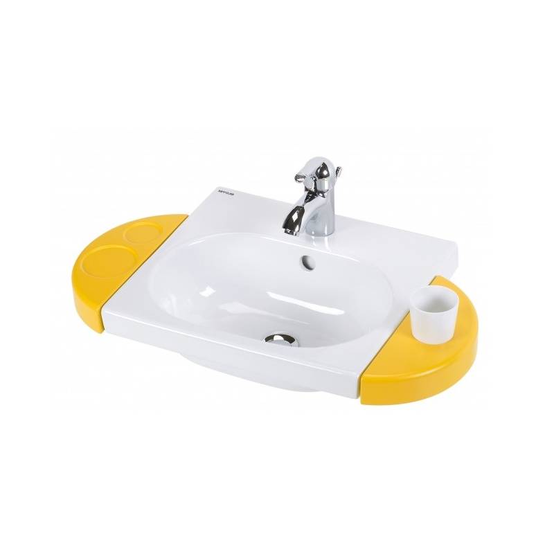 Lavabo infantil 43 con orificios para jaboneras laterales blanco modelo WCkids marca Unisan