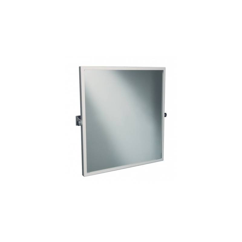 Espejo inclinado ajustable de 60x65 con marco en acero lacado blanco modelo Wccare marca Unisan