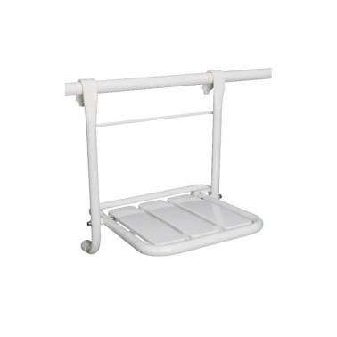 Klappbarer Duschsitz mit Griff aus weiß lackiertem Stahl, Modell WCcare Unisan