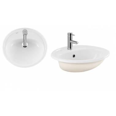 White countertop washbasin with hole, Tejo model, Unisan brand