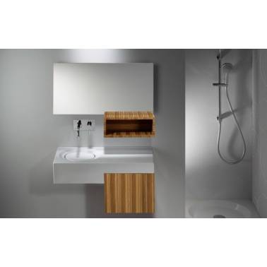 Espejo para baño de 94 con estante modelo Flow marca Unisan ambiente