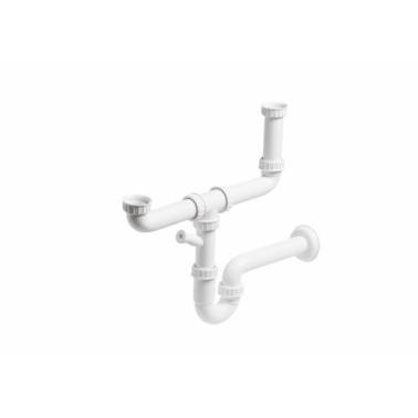 U-förmiger Siphon für Spüle Modell Reno mit zwei Becken, Marke Unisan . Referenz 4703