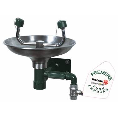 Bocchi wall-mounted emergency eyewash with stainless steel collector