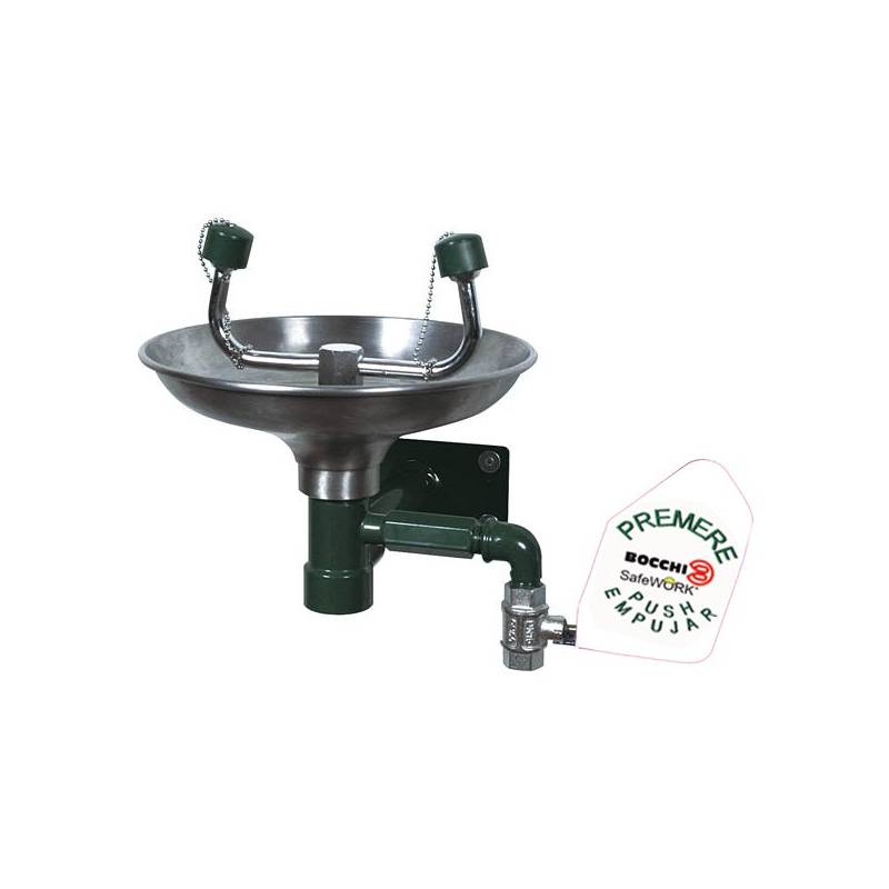Bocchi wall-mounted emergency eyewash with stainless steel collector