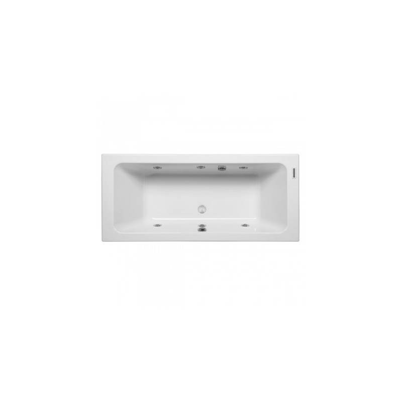 White whirlpool bathtub with chrome kit and 190x90 mm right motor, Unisan brand plan