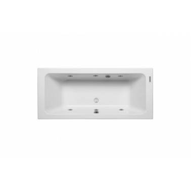 White whirlpool bathtub with chrome kit and 190x90 mm left motor, Unisan brand plan