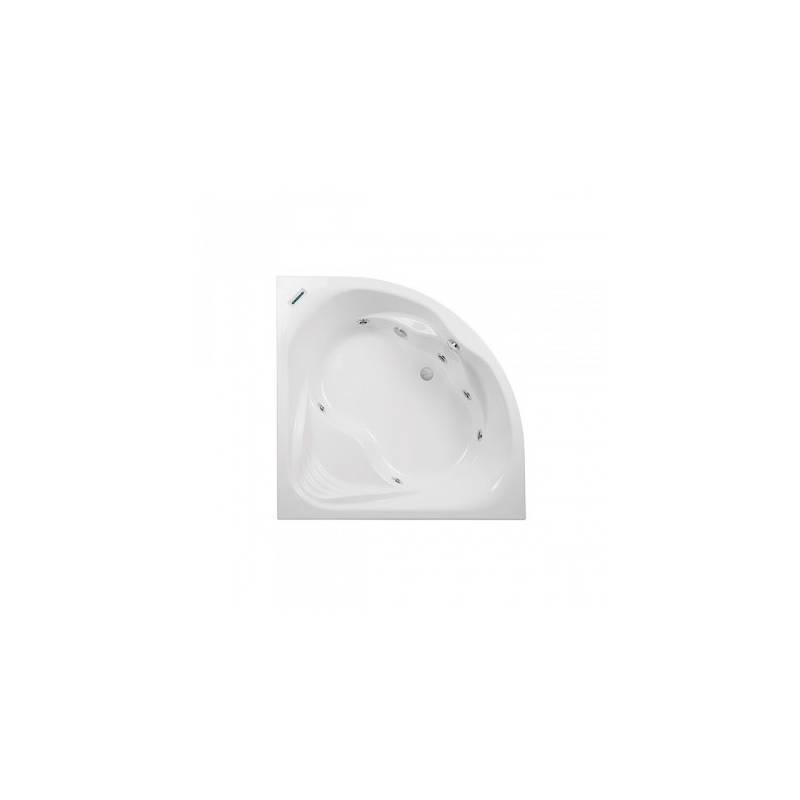 Bañera de hidromasaje blanca de 140x140 mm con motor derecho o izquierdo y kit cromo modelo Agres marca Unisan