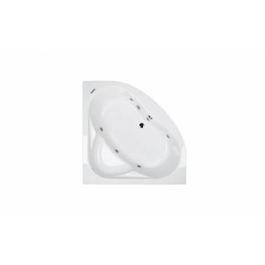 Baignoire balnéo d'angle en acrylique blanc 145x145 mm avec moteur droit et kit blanc, modèle Alfa, marque Unisan