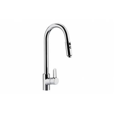 Torneira de cozinha com chuveiro retrátil e bica regulável, modelo TORUS, marca Unisan