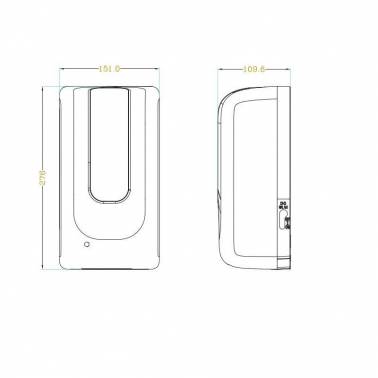 Mesures et dimensions du distributeur automatique de gel désinfectant Simex...