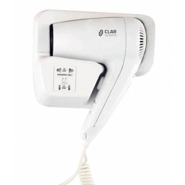 Hair dryer with wall mount in white