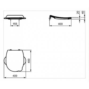 Tapa y asiento para inodoro infantil blanca modelo Contour 21 Ideal Standard medidas y dimensiones