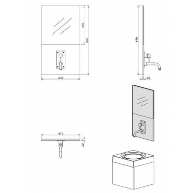 Espejo para baño de 47 con orificio para la grifería modelo Flow marca Unisan medidas o dimensiones
