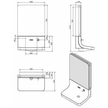 Mirror with cabinet for the bathroom Blend model, Unisan brand, measurements or dimensions
